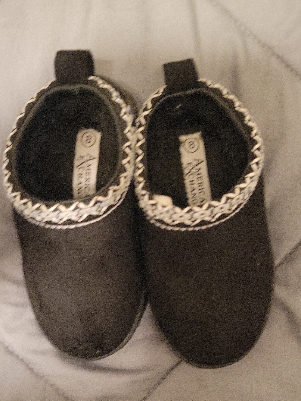 American Exchange - Kids Black Slip-On Shoes with Braided Trim